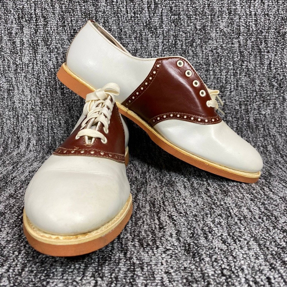 VTG Spalding Saddle Shoes Womens 9 AA Brown White Leather Oxford Retro 40s 50s